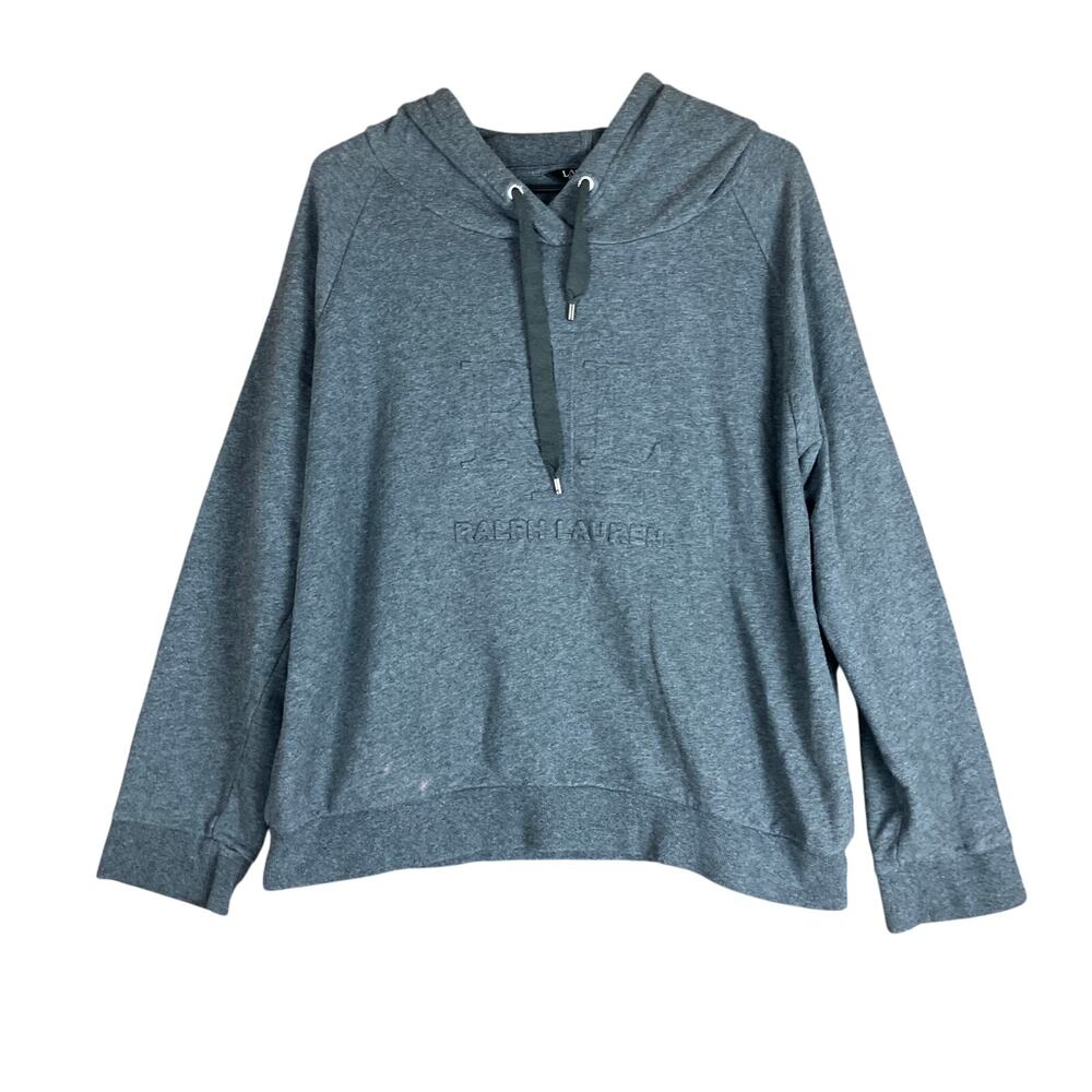 Lauren Ralph Lauren Womens Hoodie Gray Black Label Pullover Long Sleeve XLarge